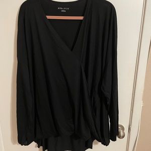 Plus Size Crossover High-Low Blouse